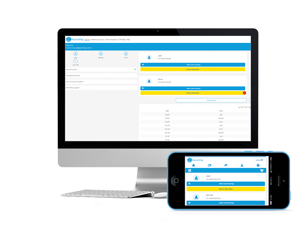ParentPay on desktop and phone devices