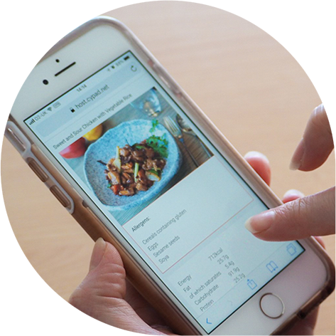 Viewing meal choice information on a smartphone