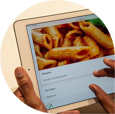 Meal selection on a tablet