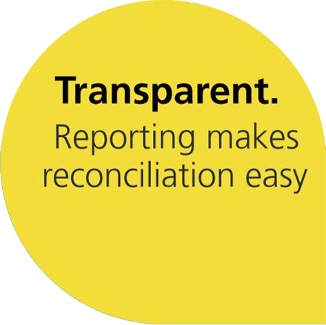 Transparent. Reporting makes reconciliation easy.